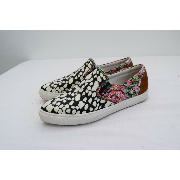 Coach Skate Slip On Shoes Floral Suede Animal Mix Print Womens 7 Point Toe - Picture 1 of 8